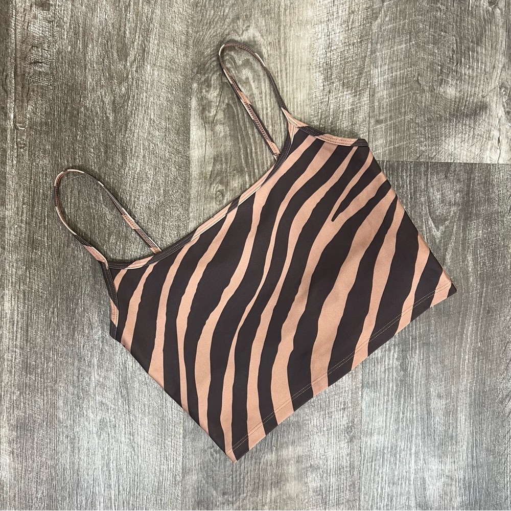 Summersalt Tan Modern Zebra Toffee & Sea Urchin The Midi Sports Bra Tank Top